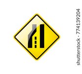 Left Lane Ends Symbol icon on white background, Attracting attention Security First sign, Idea for,graphic,web design,EPS10.