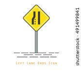 left lane ends traffic sign vector