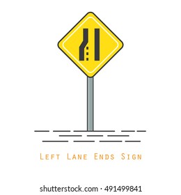 left lane ends traffic sign vector