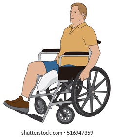 Left leg below knee amputee is using a wheelchair