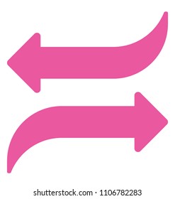 Left and light curved arrowheads, flat icon design
