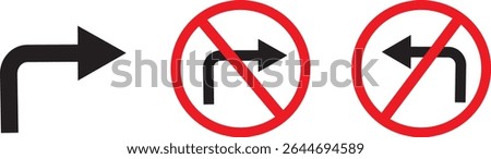 Left and no turn left sign set, traffic sign vector icon design, traffic direction and Road safety, vactor sign background,

