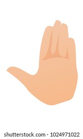 Left palm hand vector cartoon illustration isolated on white background.