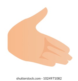 Left palm hand vector cartoon illustration isolated on white background.