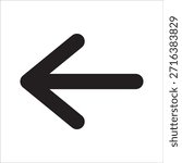 Left pointed arrow icon. Left arrow icon symbol. Vector icon bold line design. Symbol of back and backward.