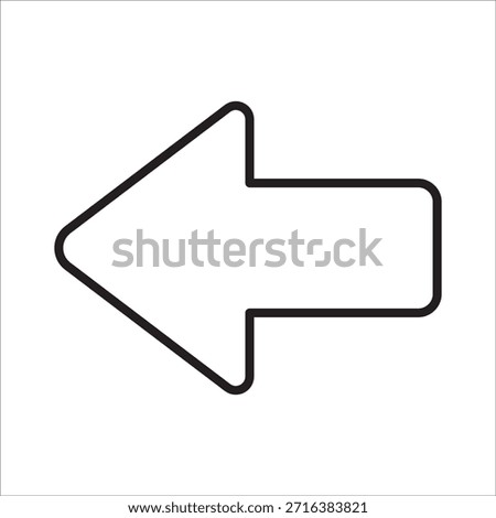 Left pointed arrow icon. Left arrow icon symbol. Vector icon thin line design. Symbol of back and backward.