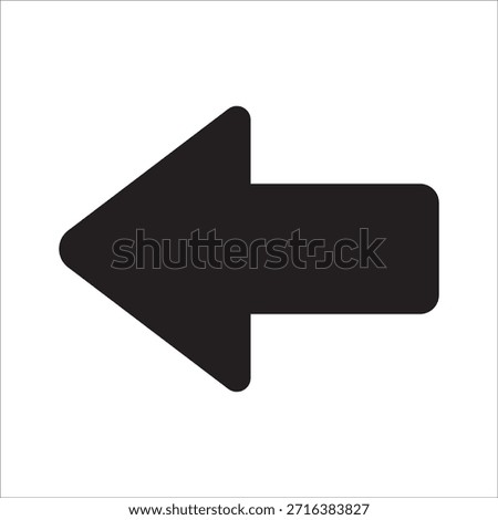 Left pointed arrow icon. Left arrow icon symbol. Vector icon flat design. Symbol of back and backward.