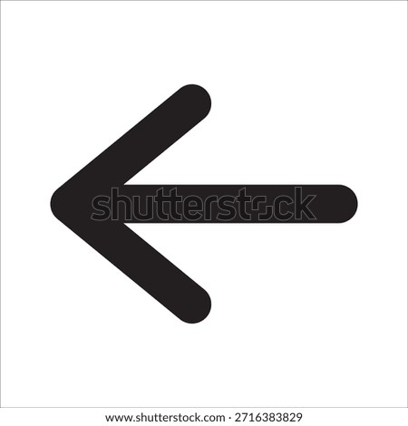 Left pointed arrow icon. Left arrow icon symbol. Vector icon bold line design. Symbol of back and backward.