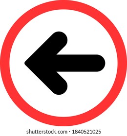 Left pointer icon on a white background. Isolated left pointer symbol with flat style.