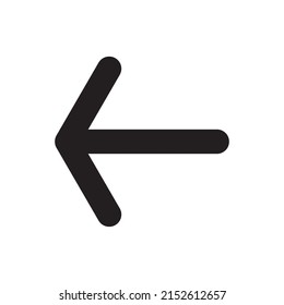 Left pointing black arrow icon isolated on white background. The concept of a move indicator. Vector illustration.