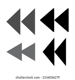 Left pointing double icon vector collection isolated on white background