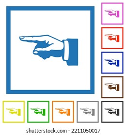Iconos de color plano alternativo de la mano izquierda en los marcos cuadrados en el fondo blanco