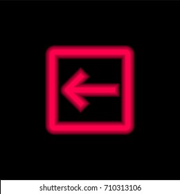 Left red glowing neon ui ux icon. Glowing sign logo vector