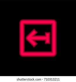 Left red glowing neon ui ux icon. Glowing sign logo vector