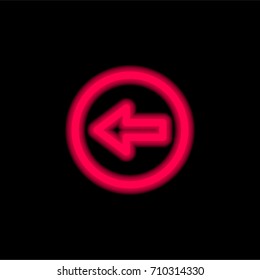 Left red glowing neon ui ux icon. Glowing sign logo vector