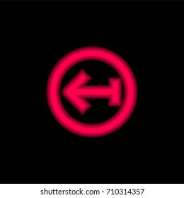 Left red glowing neon ui ux icon. Glowing sign logo vector