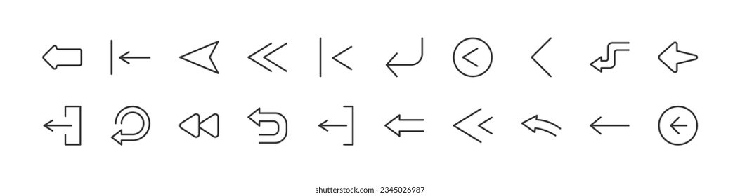 conjunto de iconos de prima relacionados con la izquierda. Elementos vectores con trazo editable. Aislado sobre un fondo blanco