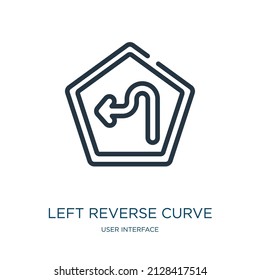 left reverse curve thin line icon. arrow, direction linear icons from user interface concept isolated outline sign. Vector illustration symbol element for web design and apps.