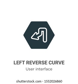 Left reverse curve vector icon on white background. Flat vector left reverse curve icon symbol sign from modern user interface collection for mobile concept and web apps design.