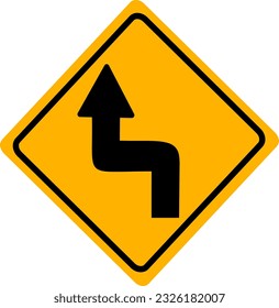 Left reverse road sign symbol. Replaceable vector design