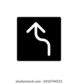 Left reverse turn arrow black glyph ui icon. Reach destination. Road sign. User interface design. Silhouette symbol on white space. Solid pictogram for web, mobile. Isolated vector illustration