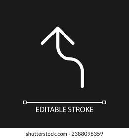 Left reverse turn arrow pixel perfect white linear ui icon for dark theme. Road sign. Vector line pictogram. Isolated user interface symbol for night mode. Editable stroke. Arial font used