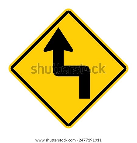 Left Reverse Turn warning road signs. Vector