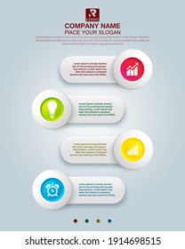 Left right 4 steps colorful background with icon banner set. Template for circle diagram, graph, presentation and chart. Vector