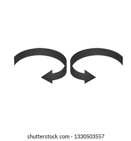 Left and right arrow curved into a circle 360 degrees, Vector illustration isolated on white background.