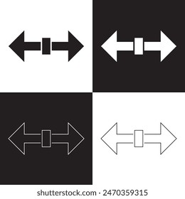 Icono de flecha izquierda y derecha. Icono de flecha Horizontal doble. Explorar Iconos Horizontales De Flecha Bidireccional. Icono de flecha doble establece el Vector en dos estilos aislados sobre fondo blanco y negro. 