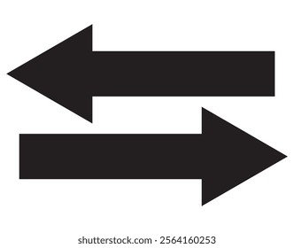 left right arrow icon. arrow icon illustration. Dual sided arrow vector, icon, silhouette design. Double ended black arrow vector design for website, app and logo design. Vector illustration.