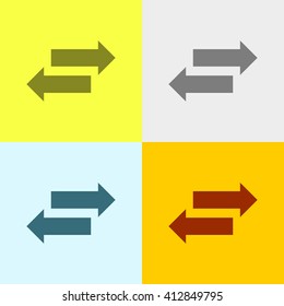 Left & Right Arrow Icon on Four Different Backgrounds. Eps-10.