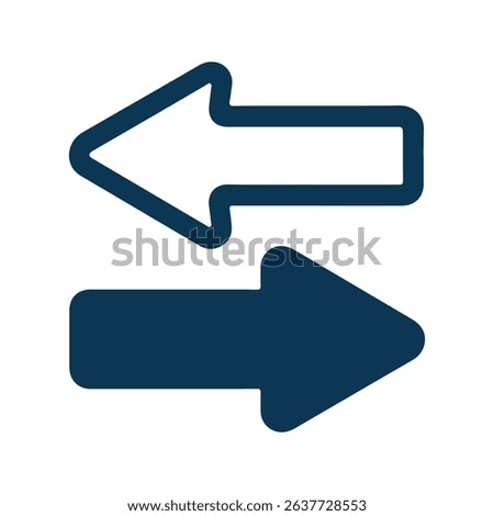 Left and Right Arrow Icons. Bold and Outline Directional Symbols