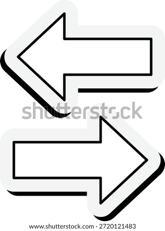 Left and right arrow icons with bold outline vector

