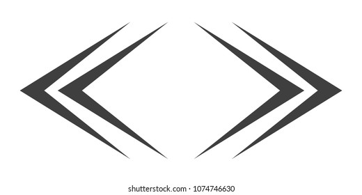 Left and right arrow icons isolated. Vector illustration. Set of black arrows