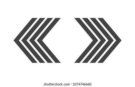 Left and right arrow icons isolated. Vector illustration. Set of black arrows