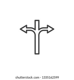 Left and right arrow line icon. linear style sign for mobile concept and web design. Two way direction arrows outline vector icon. Symbol, logo illustration. Pixel perfect vector graphics