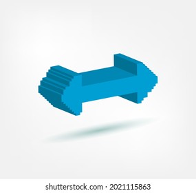 left right arrow pixel symbol sign vector logo isolated 3d