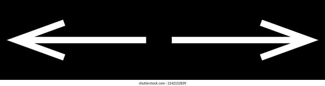Left and right arrow, pointer, cursor in opposite direction. Intersection, navigation, forward-backward arrow element