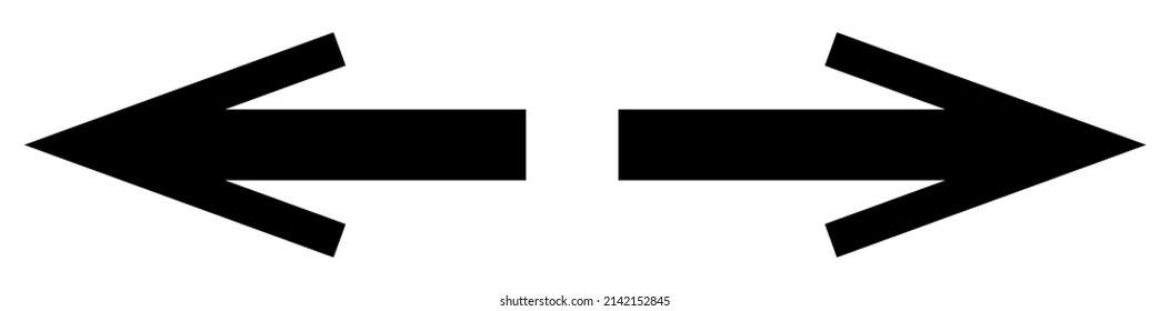 Left and right arrow, pointer, cursor in opposite direction. Intersection, navigation, forward-backward arrow element