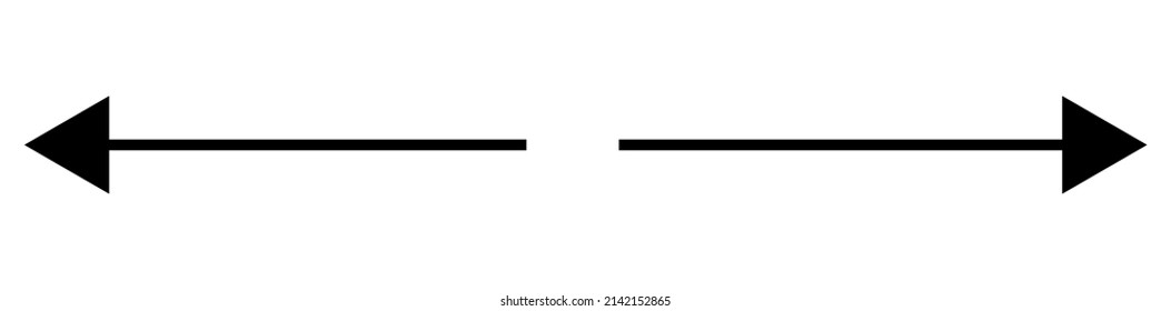 Left and right arrow, pointer, cursor in opposite direction. Intersection, navigation, forward-backward arrow element