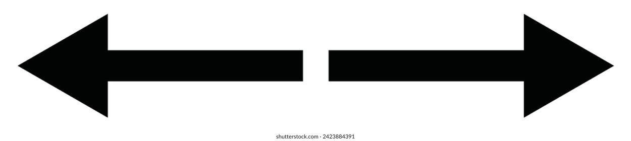 Left and right arrow, pointer, cursor in opposite direction. Intersection, navigation, forward-backward arrow element