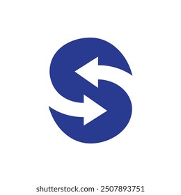 Vector de la letra S del diseño de las flechas de la derecha izquierda, icono de las flechas de la transferencia, símbolo del icono de la flecha de 2 lados