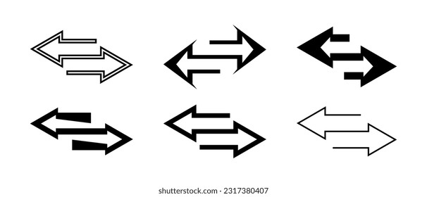 Left right arrows icon. Black transfer arrows icon or logo. Arrows sign for web design and mobil apps. Vector isolated on white background.