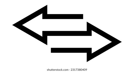 Icono de flechas izquierda derecha. Icono o logotipo de flechas de transferencia negra. Firma de flechas para aplicaciones de diseño web y móviles. Vector aislado sobre fondo blanco.