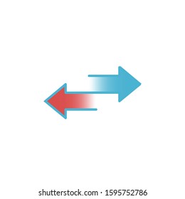 The left and right arrows icon in red and blue colors. Arrows symbol. Stock Vector illustration isolated on white background.