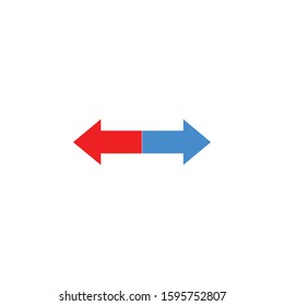 The left and right arrows icon in red and blue colors. Arrows symbol. Stock Vector illustration isolated on white background.