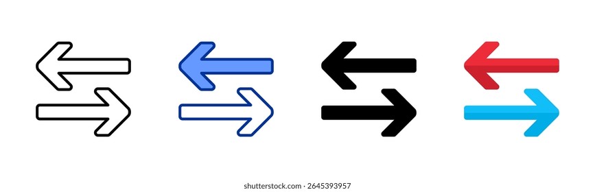 Left And Right Arrows icon sheet multiple style collection