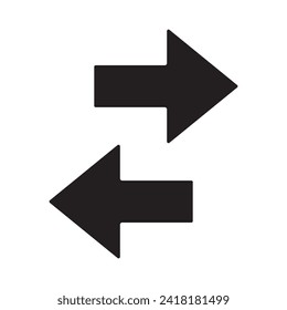 left right arrows icon, two way black direction symbol