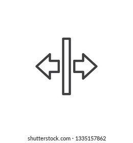 Left and right arrows line icon. linear style sign for mobile concept and web design. Elevator door open arrows outline vector icon. Symbol, logo illustration. Pixel perfect vector graphics